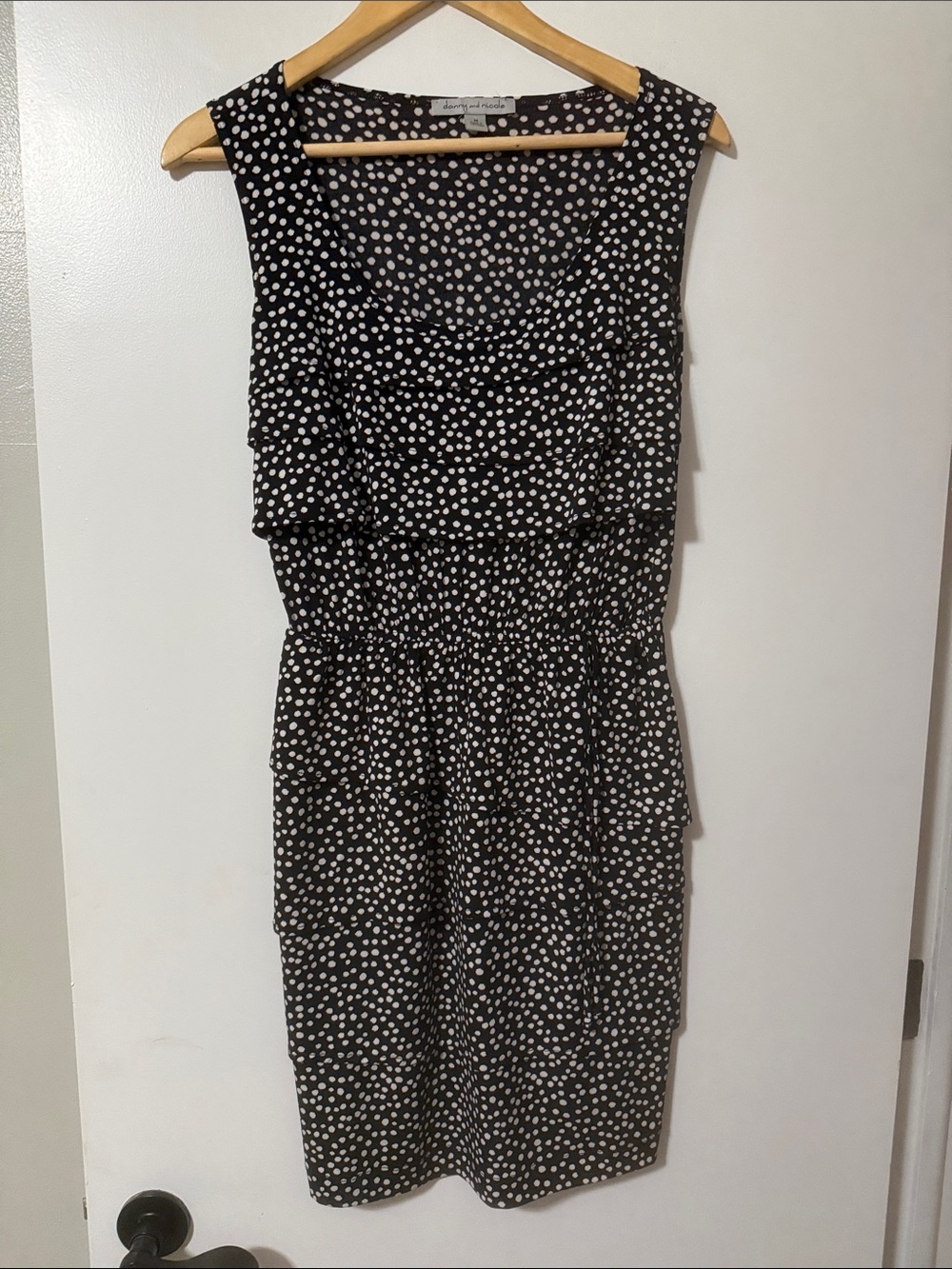 Danny & Nicole Black Dress with White Polka Dots